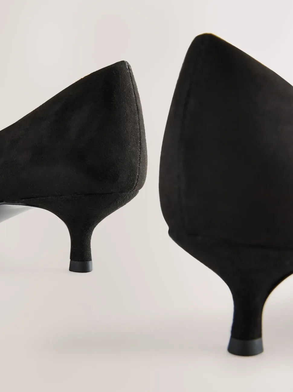 Black Extra Wide Fit Point Toe Low Kitten Heels Shoes