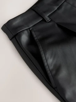 Black Faux Leather Jort Trousers