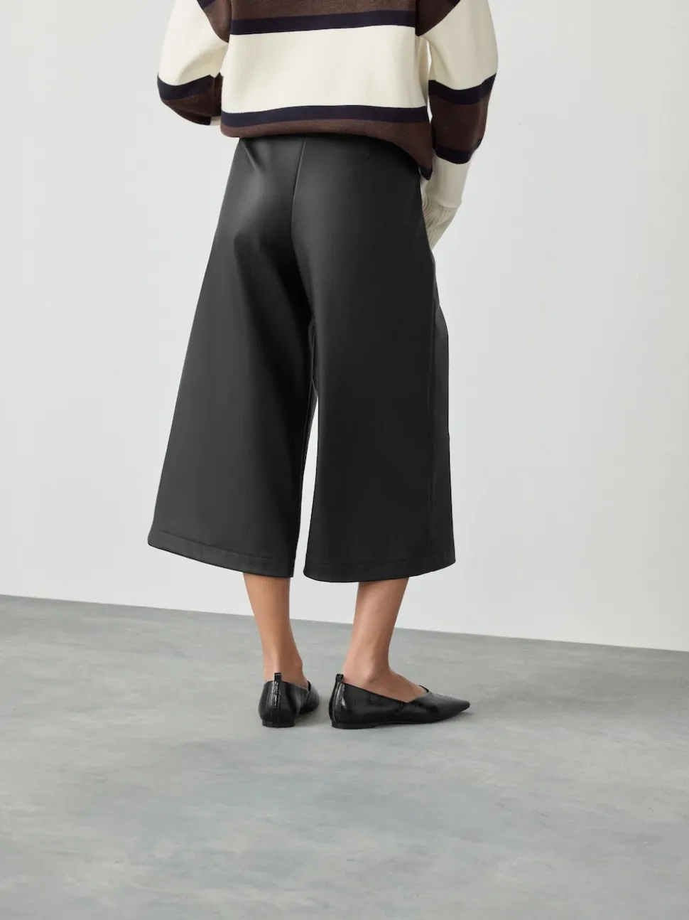 Black Faux Leather Jort Trousers