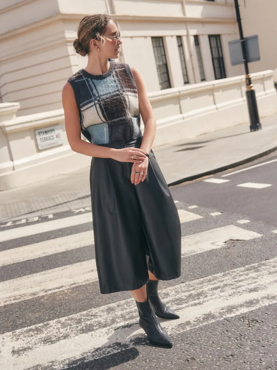 Black Faux Leather Jort Trousers