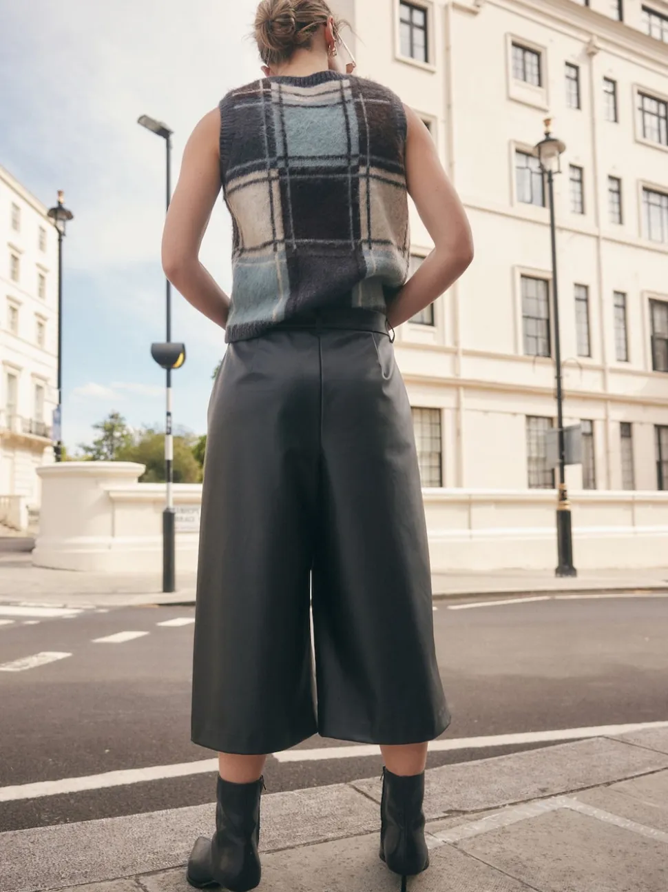 Black Faux Leather Jort Trousers