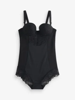 Black Firm Tummy Control Cupped Lace Body