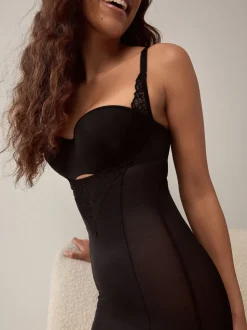 Black Firm Tummy Control Lace Wear Your Own Bra Slip