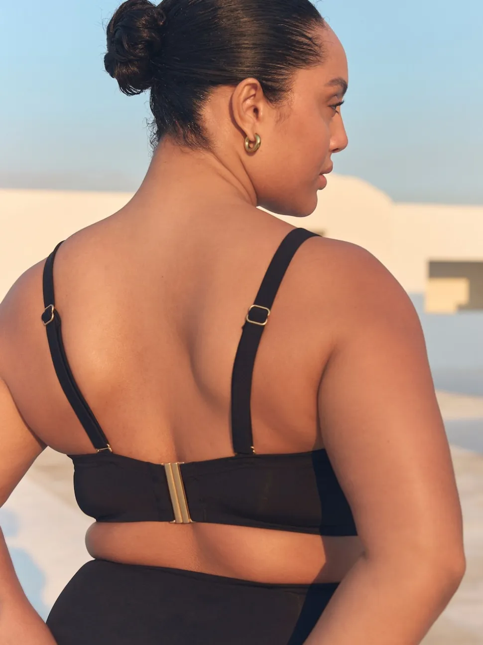 Black F-K Twist Bandeau Wired Bikini Top