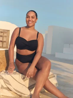 Black F-K Twist Bandeau Wired Bikini Top