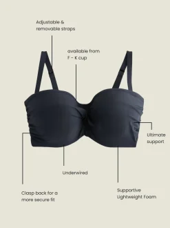 Black F-K Twist Bandeau Wired Bikini Top