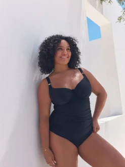 Black F-K Underwired Tummy Control Swimsuit