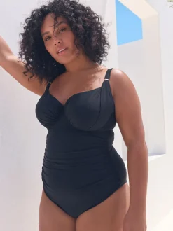 Black F-K Underwired Tummy Control Swimsuit