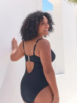 Black F-K Underwired Tummy Control Swimsuit