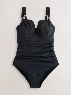 Black F-K Underwired Tummy Control Swimsuit
