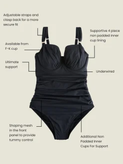 Black F-K Underwired Tummy Control Swimsuit