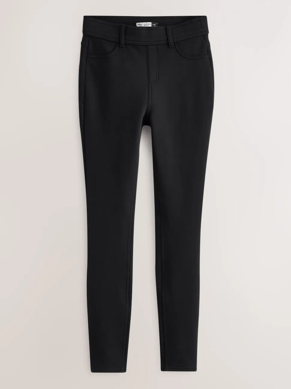 Black Fleece Lined Warm Handle Cosy Jersey Denim Leggings