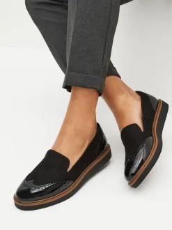 Black Forever Comfort® Brogue Detail Chunky Sole Loafers