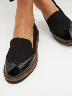 Black Forever Comfort® Brogue Detail Chunky Sole Loafers