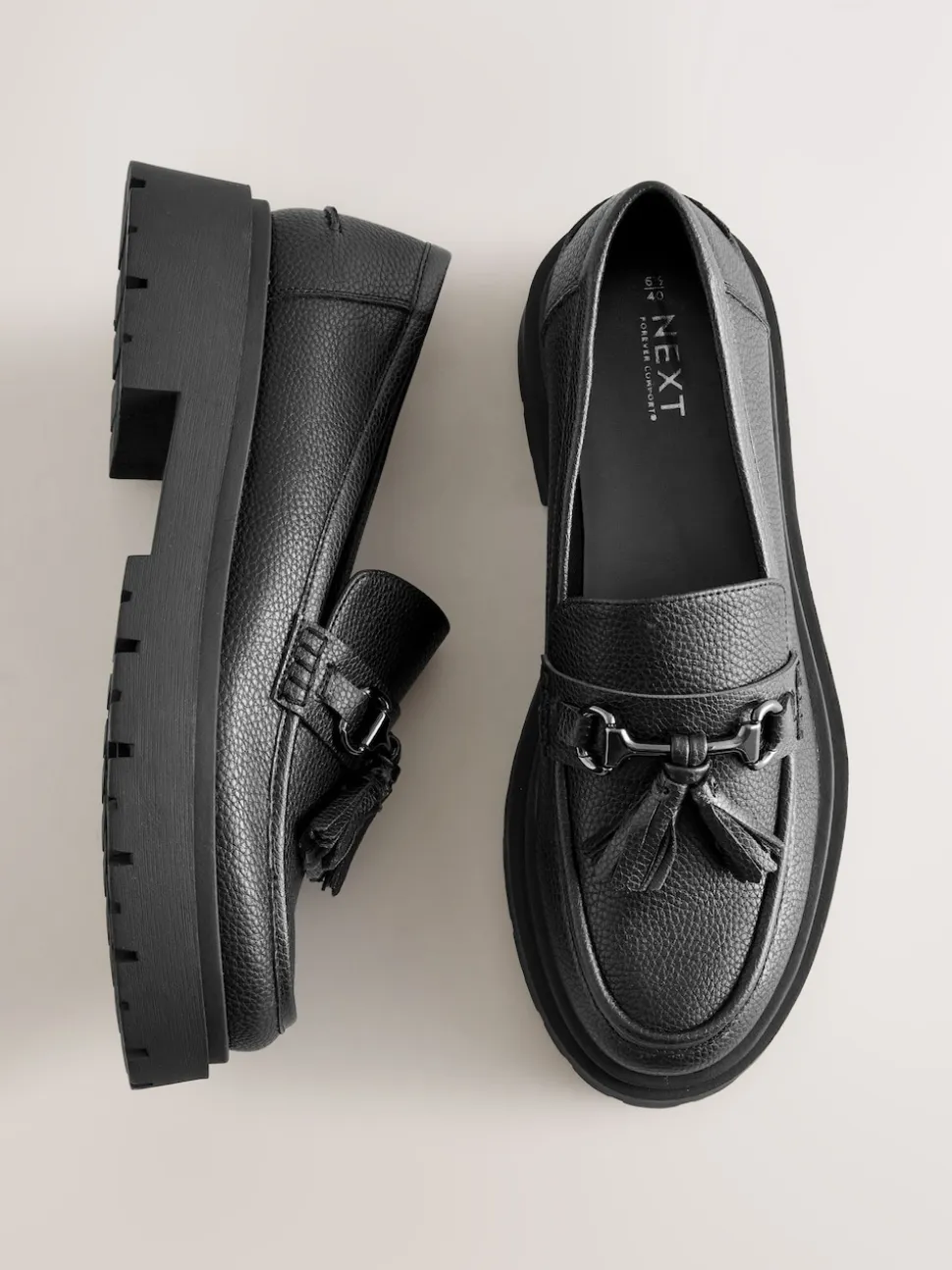 Black Forever Comfort Chunky Platform Tassel Loafers
