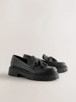Black Forever Comfort Chunky Platform Tassel Loafers