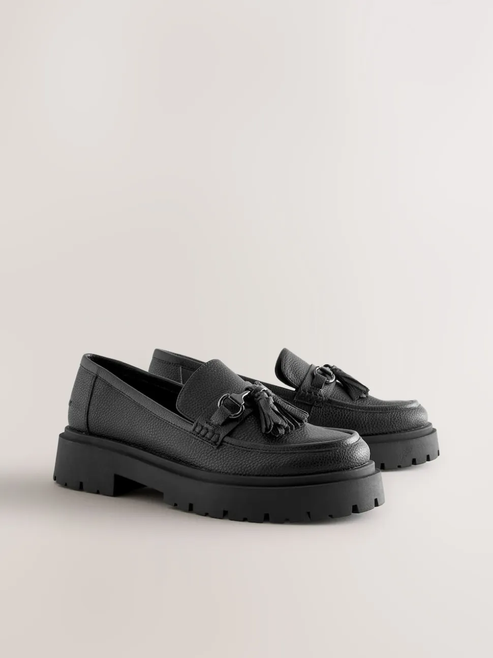 Black Forever Comfort Chunky Platform Tassel Loafers