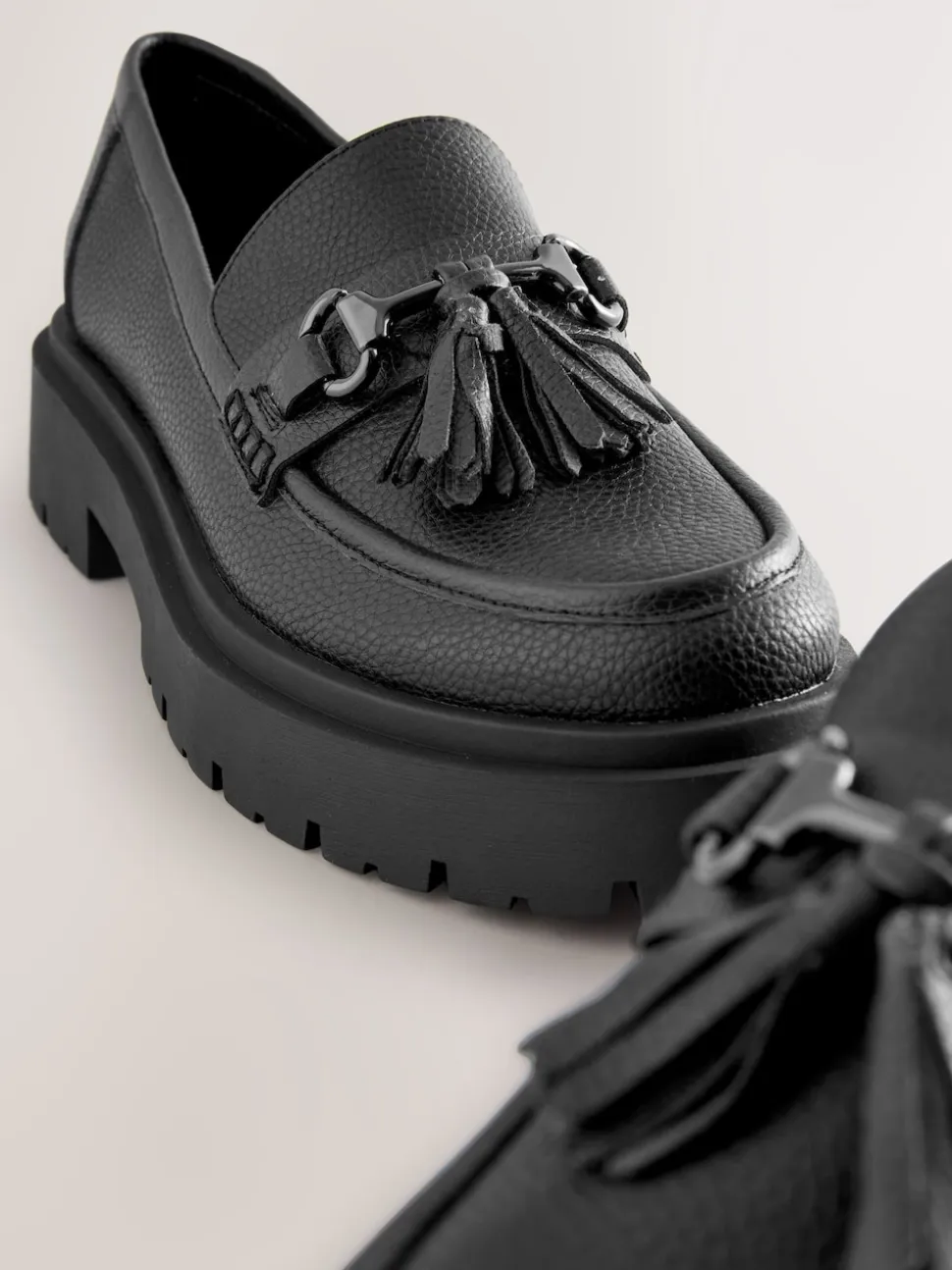 Black Forever Comfort Chunky Platform Tassel Loafers