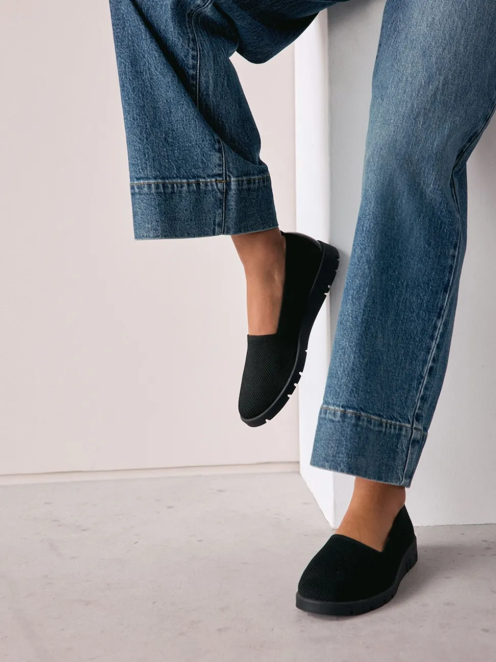 Black Forever Comfort® Knitted Slip On Shoes