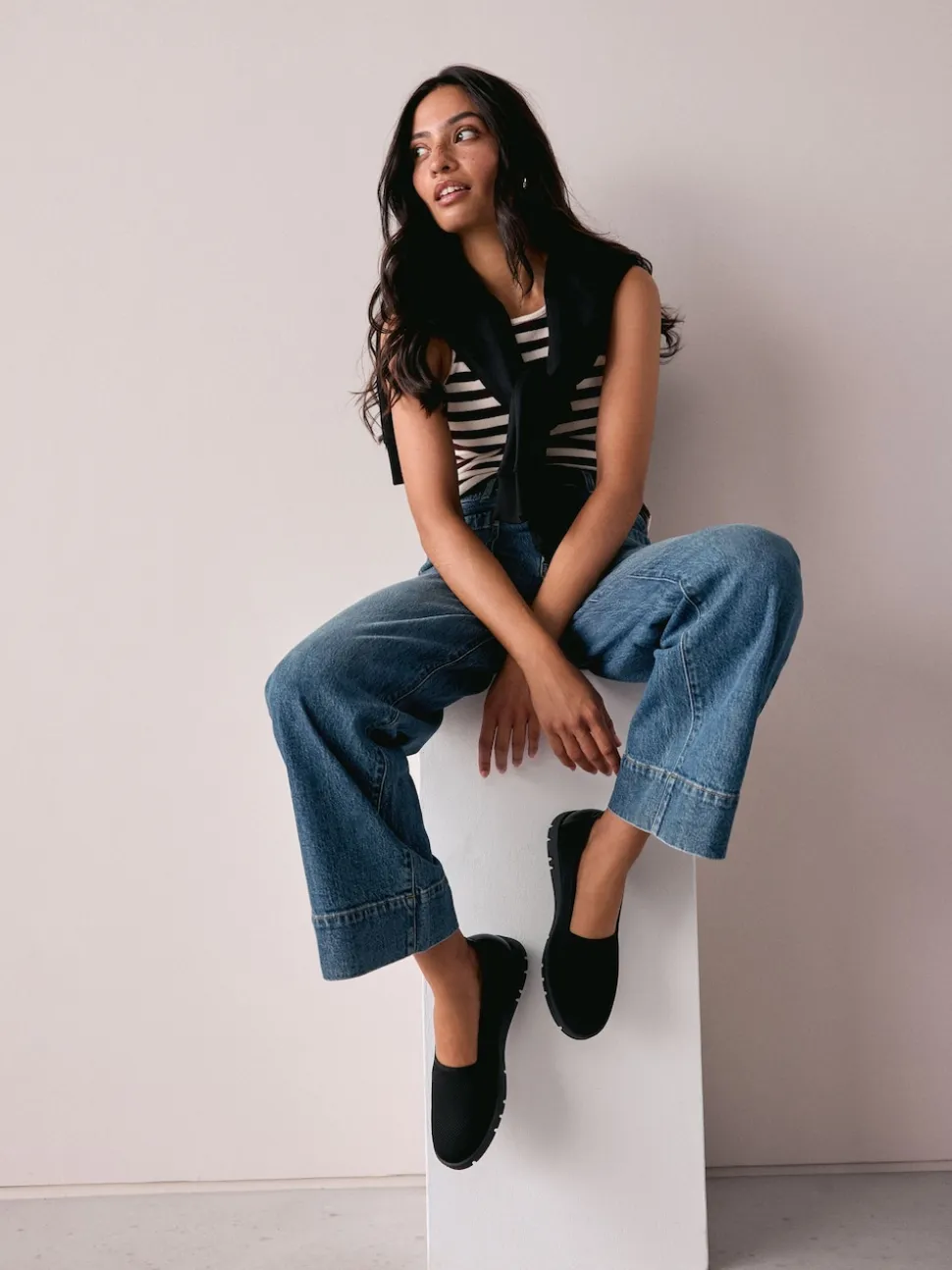 Black Forever Comfort® Knitted Slip On Shoes