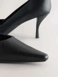 Black Forever Comfort® Leather Pointed Toe Heeled Court Shoes
