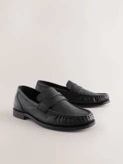 Black Forever Comfort® Leather Ruched Saddle Loafers