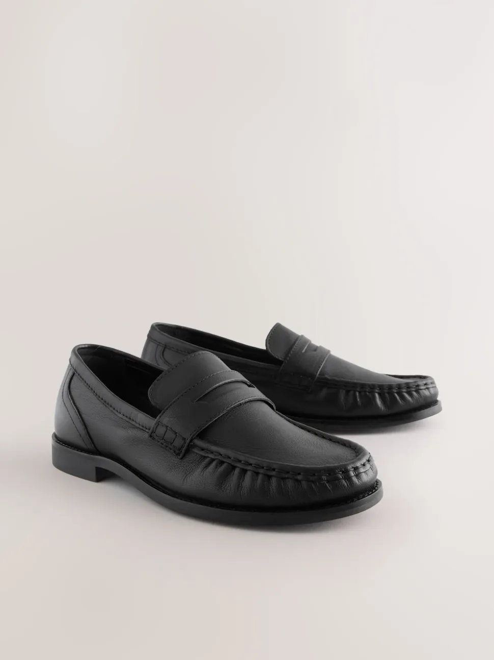Black Forever Comfort® Leather Ruched Saddle Loafers