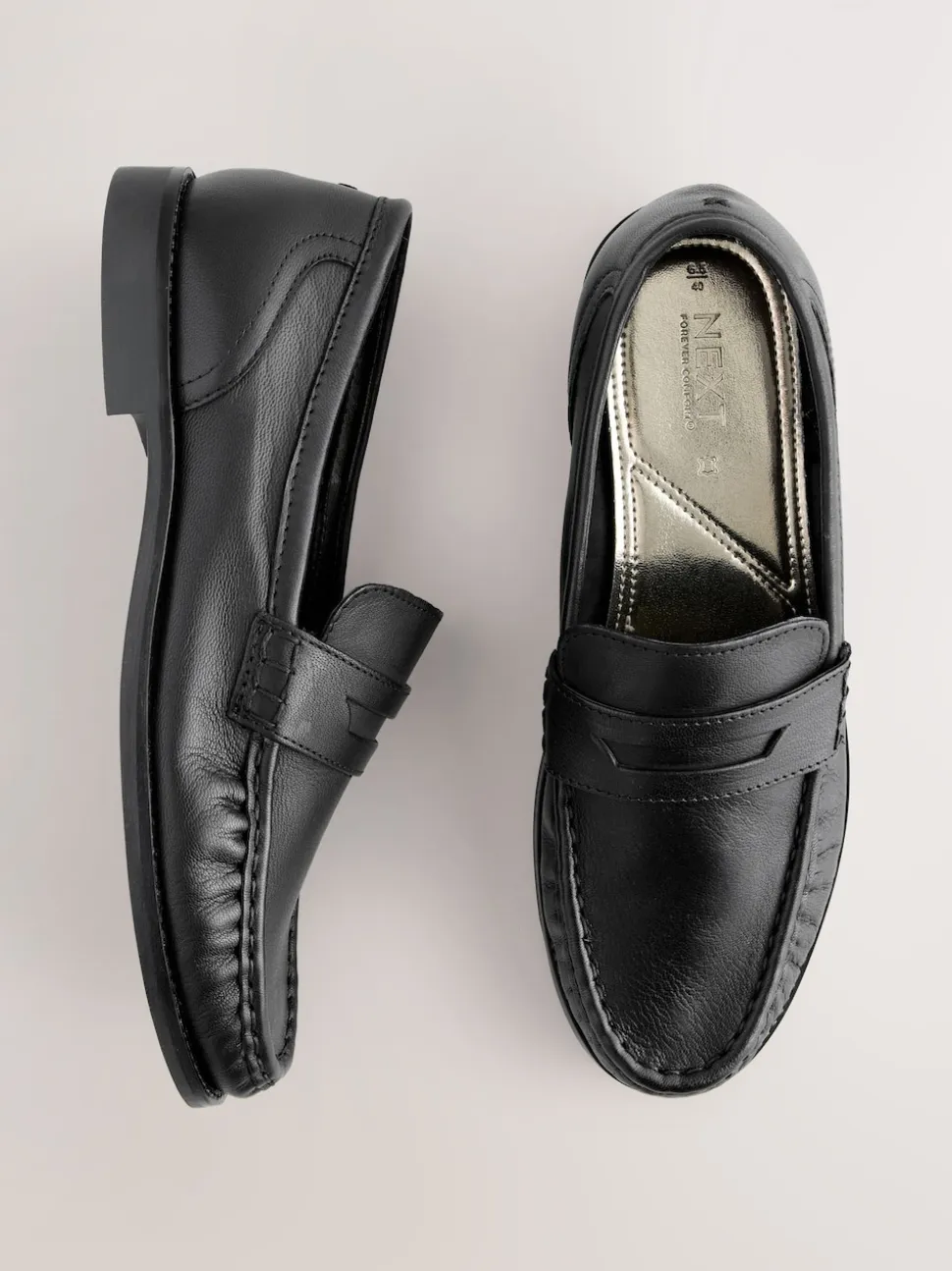 Black Forever Comfort® Leather Ruched Saddle Loafers