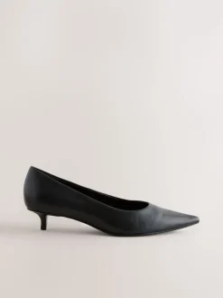 Black Forever Comfort® Leather Point Toe Heels