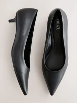 Black Forever Comfort® Leather Point Toe Heels