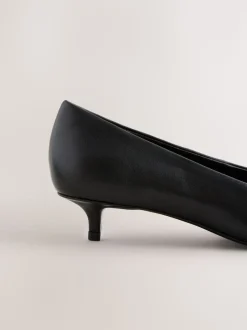Black Forever Comfort® Leather Point Toe Heels