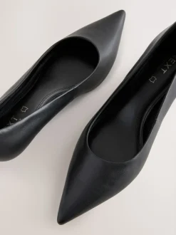 Black Forever Comfort® Leather Point Toe Heels