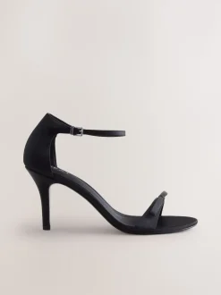 Black Forever Comfort® Mini Satin Bow Heeled Sandals