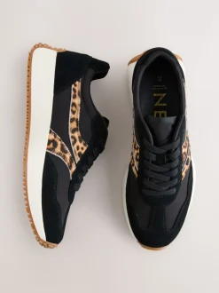 Black Forever Comfort® Panel Detail Lace-Up Jogger Trainers
