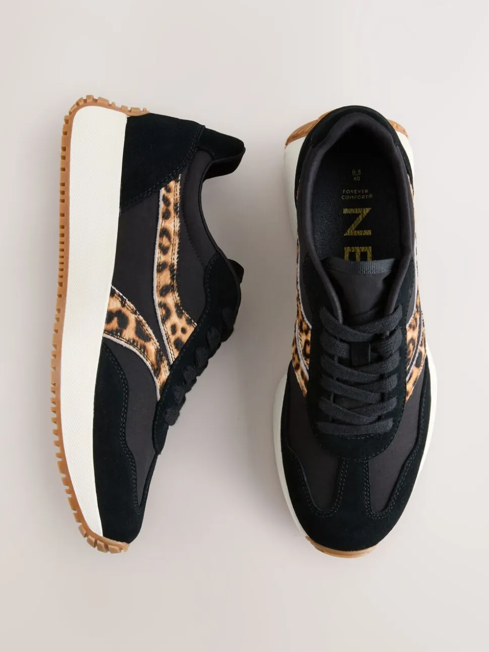 Black Forever Comfort® Panel Detail Lace-Up Jogger Trainers