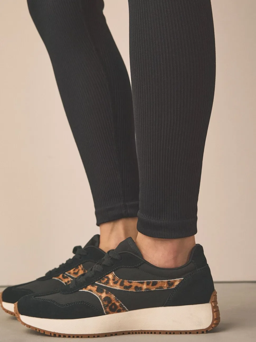 Black Forever Comfort® Panel Detail Lace-Up Jogger Trainers