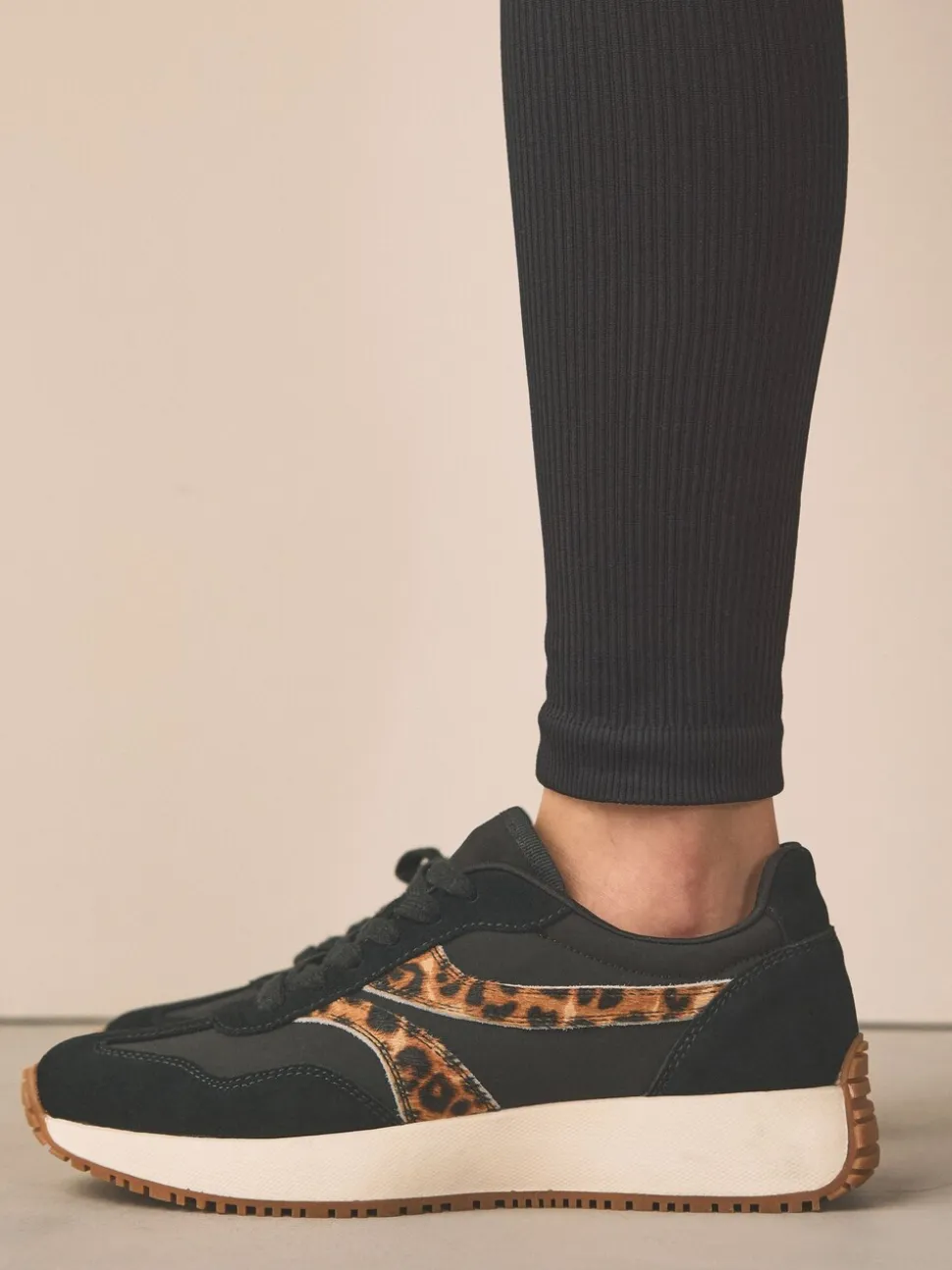 Black Forever Comfort® Panel Detail Lace-Up Jogger Trainers