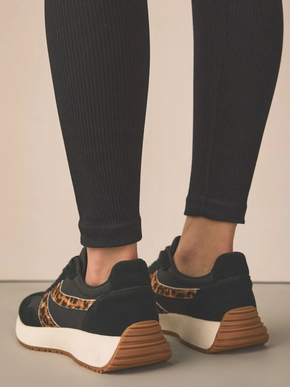 Black Forever Comfort® Panel Detail Lace-Up Jogger Trainers