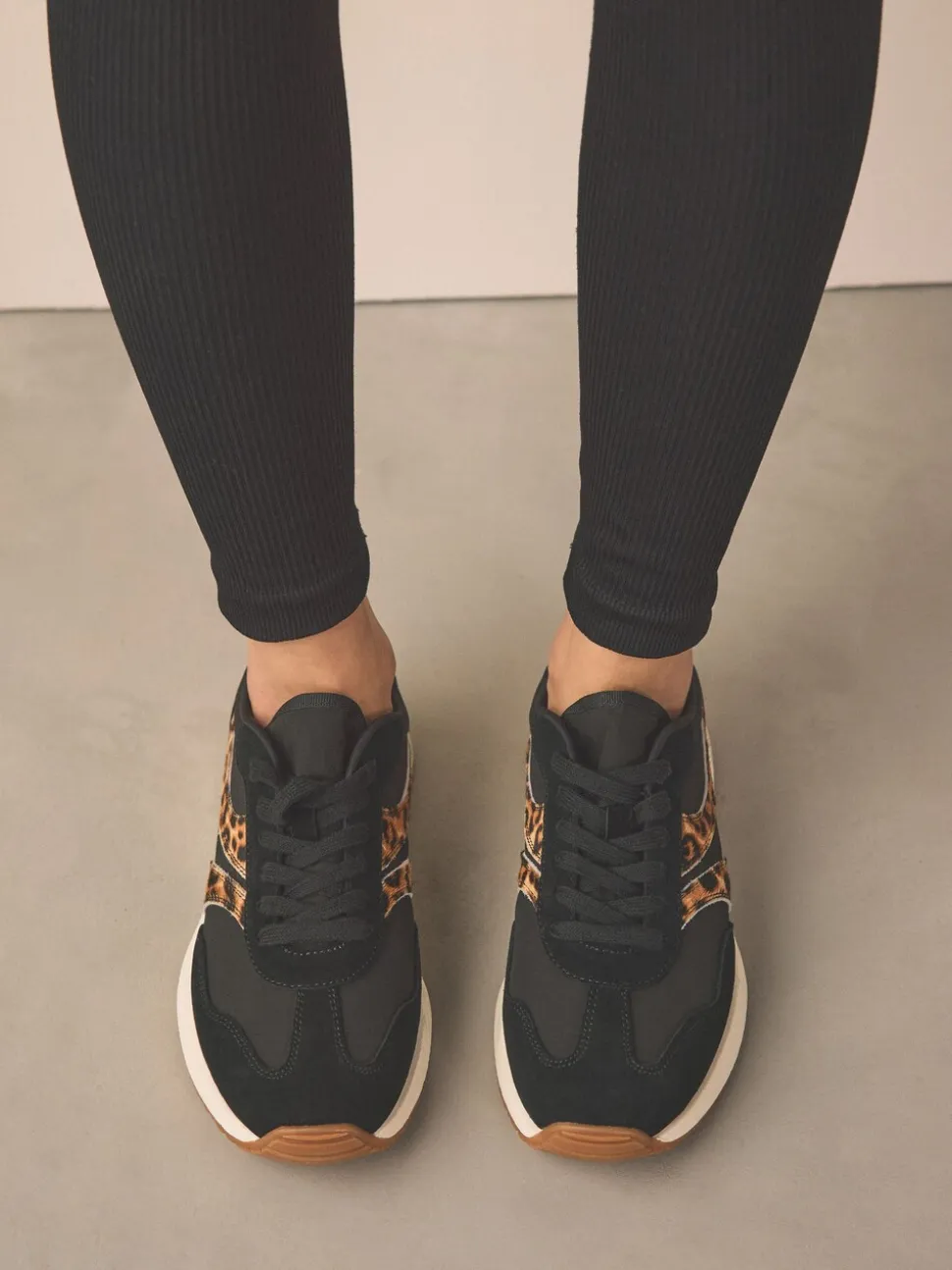Black Forever Comfort® Panel Detail Lace-Up Jogger Trainers