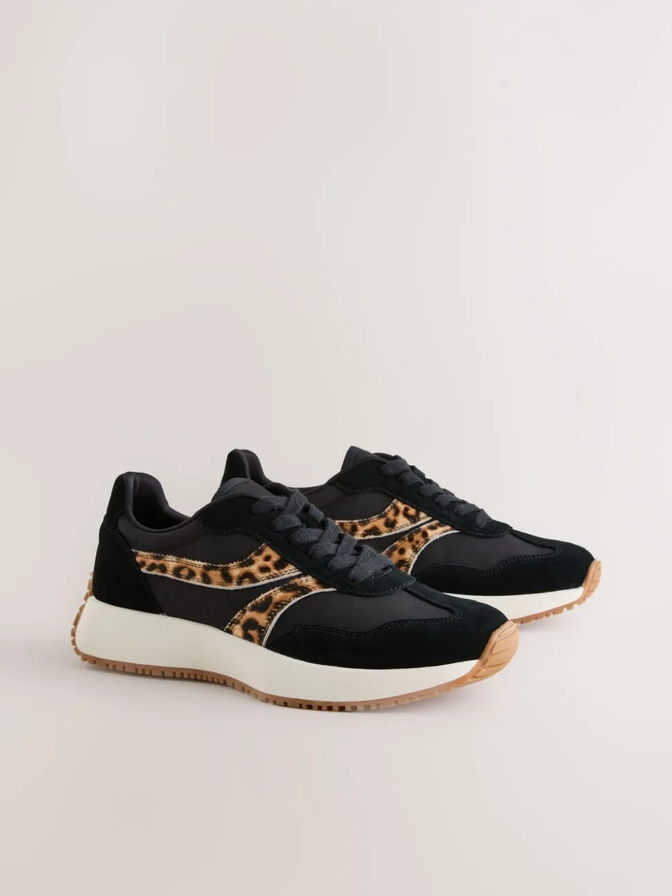 Black Forever Comfort® Panel Detail Lace-Up Jogger Trainers