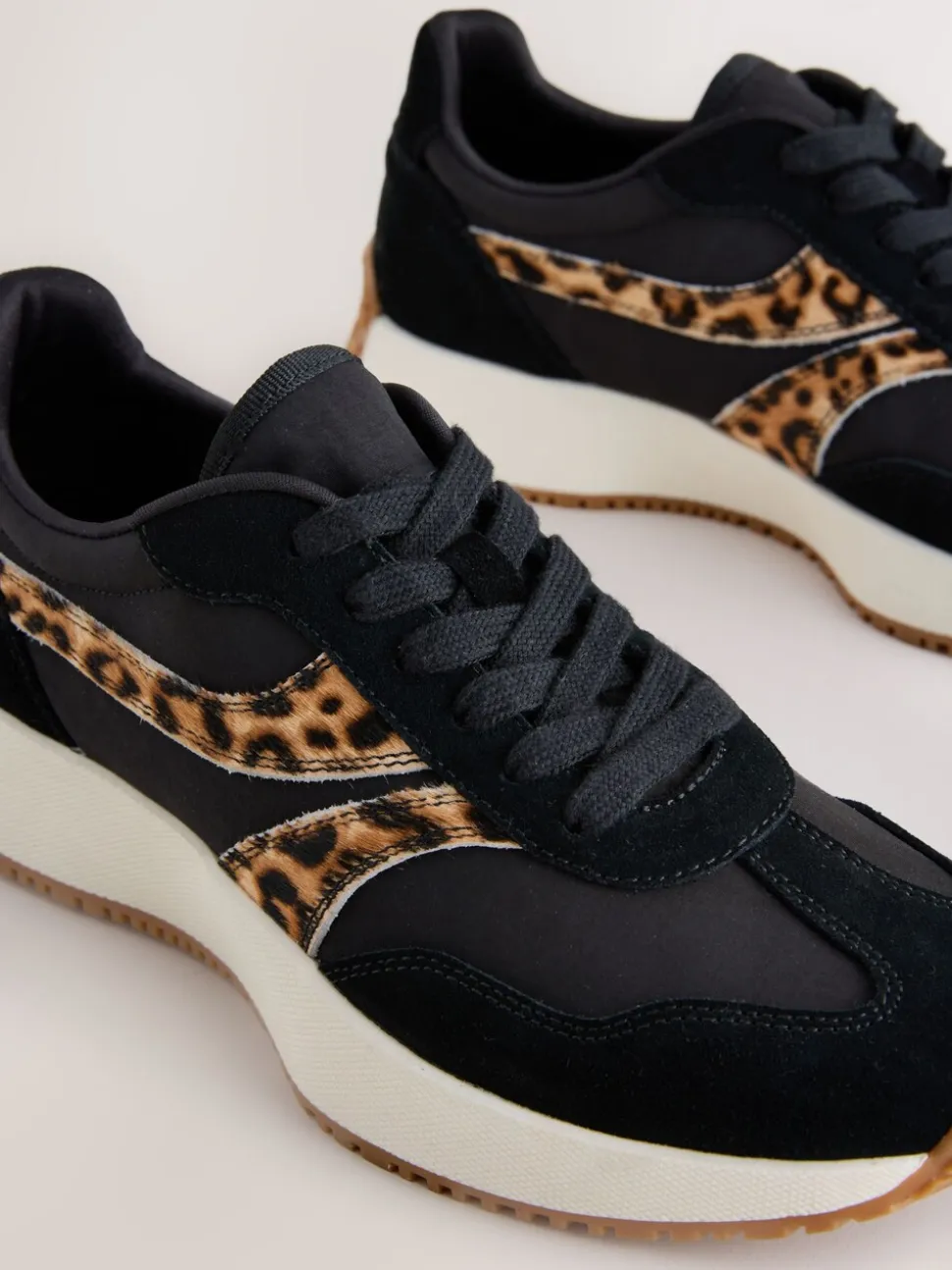 Black Forever Comfort® Panel Detail Lace-Up Jogger Trainers