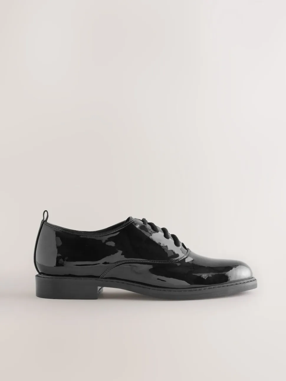 Black Forever Comfort® Patent Almond Toe Lace-Up Shoes