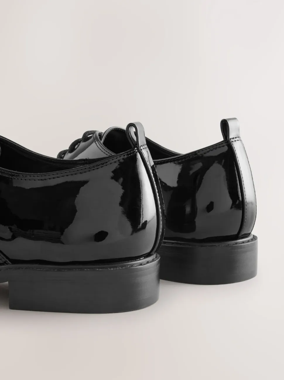 Black Forever Comfort® Patent Almond Toe Lace-Up Shoes