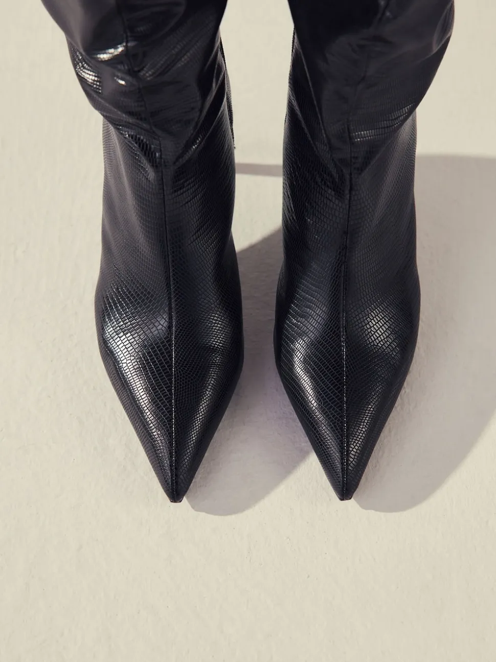 Black Forever Comfort® Point Toe Heel Slouch Knee High Boots