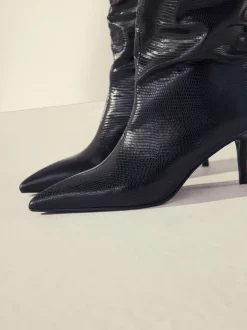 Black Forever Comfort® Point Toe Heel Slouch Knee High Boots