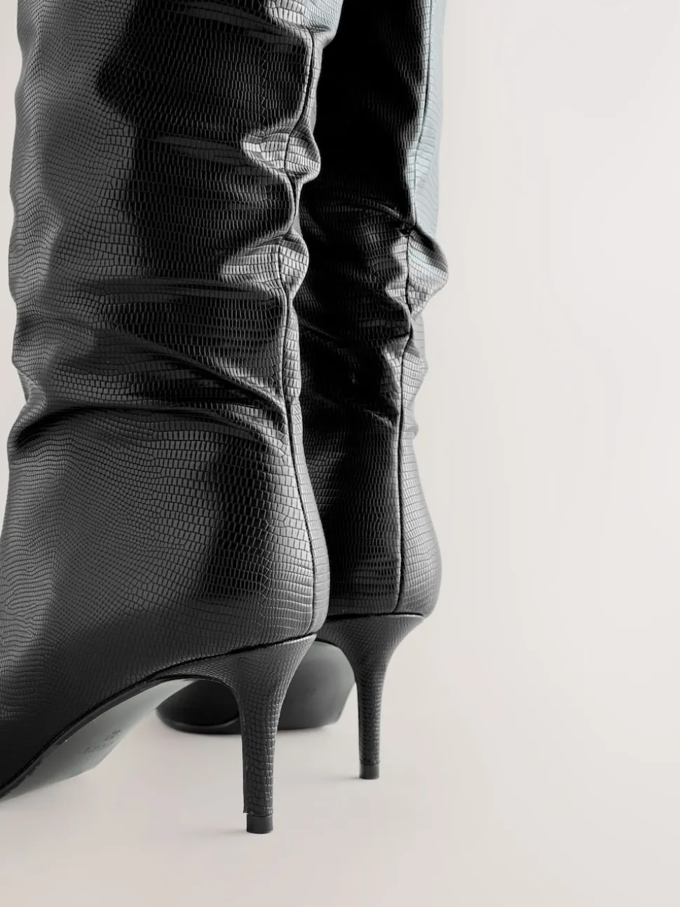 Black Forever Comfort® Point Toe Heel Slouch Knee High Boots