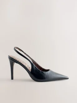 Black Forever Comfort® Point Toe Slingback Heels