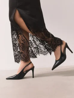Black Forever Comfort® Point Toe Slingback Heels