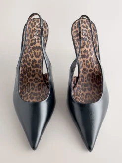 Black Forever Comfort® Point Toe Slingback Heels