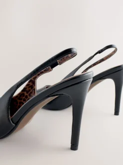 Black Forever Comfort® Point Toe Slingback Heels